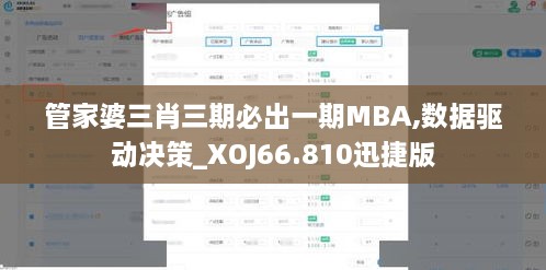 管家婆三肖三期必出一期MBA,数据驱动决策_XOJ66.810迅捷版