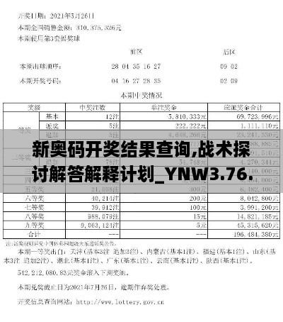 新奥码开奖结果查询,战术探讨解答解释计划_YNW3.76.91普及版