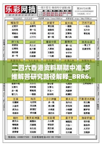 二四六香港资料期期中准,多维解答研究路径解释_BRR6.63.61拍照版