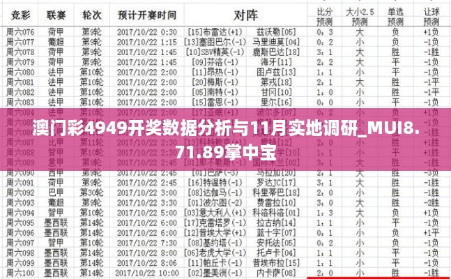 澳门彩4949开奖数据分析与11月实地调研_MUI8.71.89掌中宝