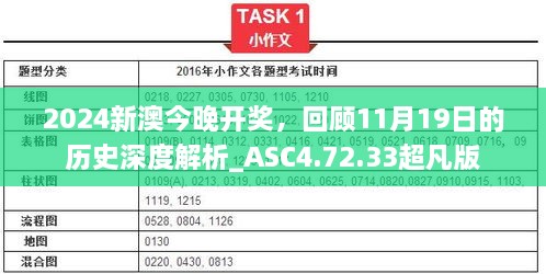 2024新澳今晚开奖，回顾11月19日的历史深度解析_ASC4.72.33超凡版