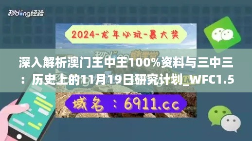 深入解析澳门王中王100%资料与三中三：历史上的11月19日研究计划_WFC1.50.41快速版