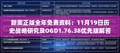 新奥正版全年免费资料：11月19日历史战略研究及OGD1.76.38优先版解答解析