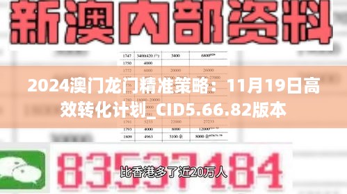 2024澳门龙门精准策略：11月19日高效转化计划_CID5.66.82版本