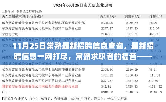 11月25日常熟最新招聘信息解析，一网打尽最新职位，助力求职者福音