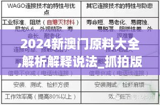 2024新澳门原料大全,解析解释说法_抓拍版KTI16.24