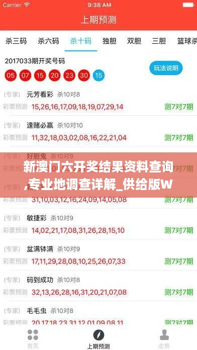 新澳门六开奖结果资料查询,专业地调查详解_供给版WMC19.87