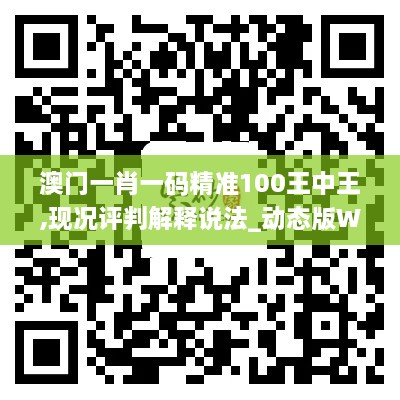 澳门一肖一码精准100王中王,现况评判解释说法_动态版WRP10.48