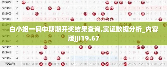 白小姐一码中期期开奖结果查询,实证数据分析_内容版JJI19.67