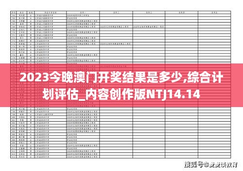 2023今晚澳门开奖结果是多少,综合计划评估_内容创作版NTJ14.14