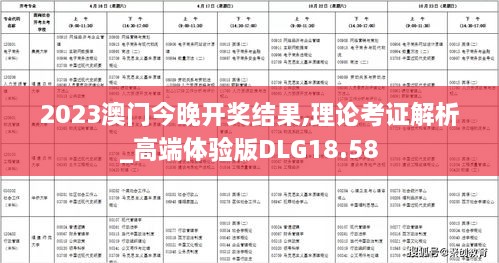 2023澳门今晚开奖结果,理论考证解析_高端体验版DLG18.58