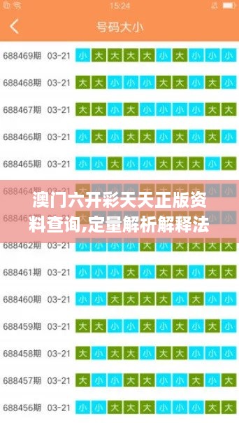 澳门六开彩天天正版资料查询,定量解析解释法_智能版HET18.12