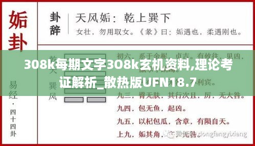 308k每期文字3O8k玄机资料,理论考证解析_散热版UFN18.7