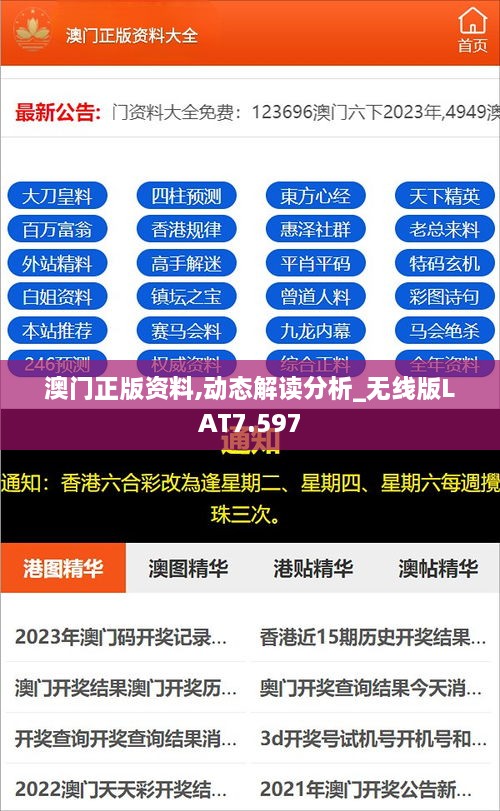 澳门正版资料,动态解读分析_无线版LAT7.597