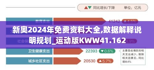 新奥2024年免费资料大全,数据解释说明规划_运动版KWW41.162