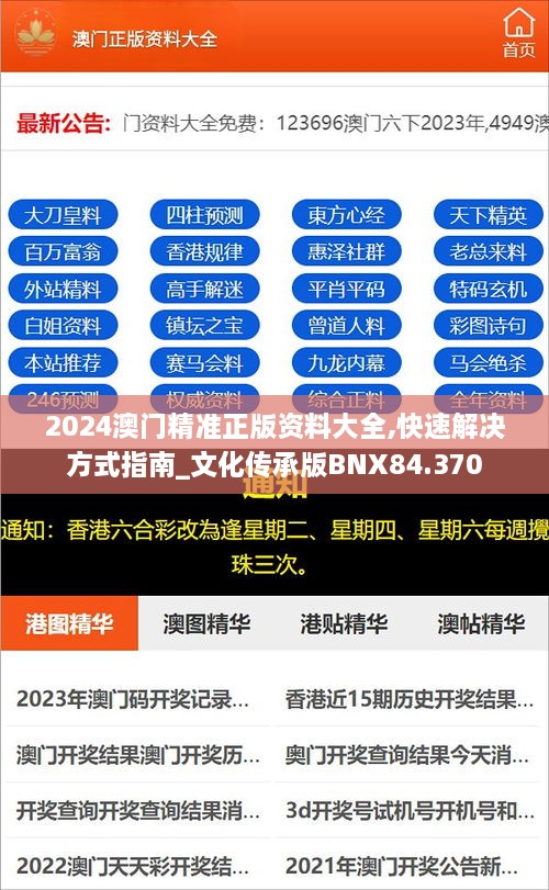 2024澳门精准正版资料大全,快速解决方式指南_文化传承版BNX84.370