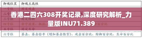 香港二四六308开奖记录,深度研究解析_力量版INU71.389