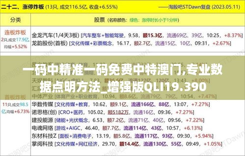 一码中精准一码免费中特澳门,专业数据点明方法_增强版QLI19.390