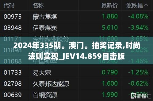 2024年335期。澳门。抽奖记录,时尚法则实现_JEV14.859目击版