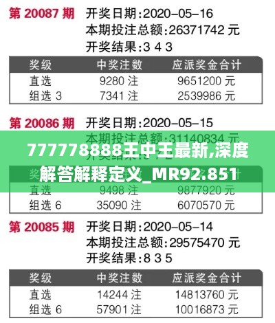 777778888王中王最新,深度解答解释定义_MR92.851