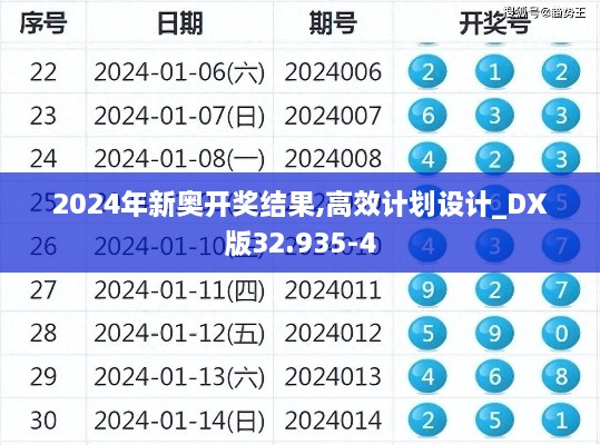 2024年新奥开奖结果,高效计划设计_DX版32.935-4