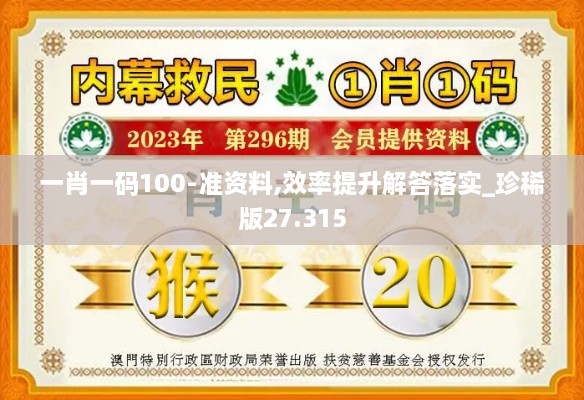 一肖一码100-准资料,效率提升解答落实_珍稀版27.315