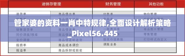 管家婆的资料一肖中特规律,全面设计解析策略_Pixel56.445