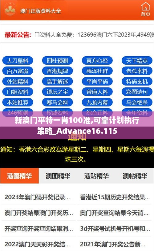 新澳门平特一肖100准,可靠计划执行策略_Advance16.115