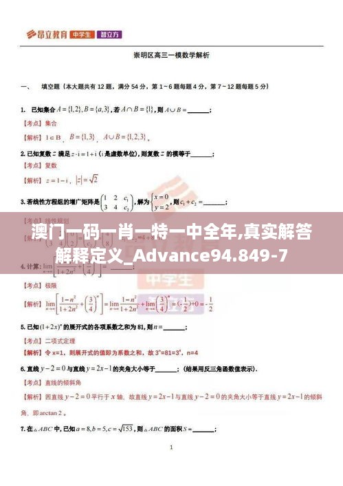 澳门一码一肖一特一中全年,真实解答解释定义_Advance94.849-7