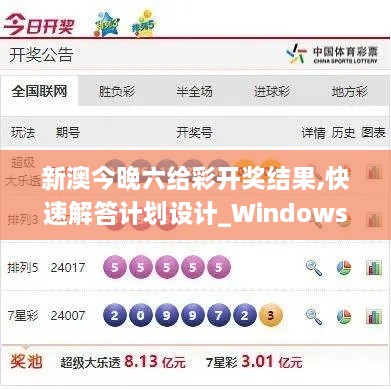 新澳今晚六给彩开奖结果,快速解答计划设计_Windows96.225-8