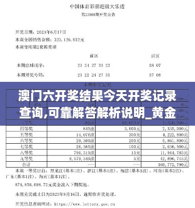 澳门六开奖结果今天开奖记录查询,可靠解答解析说明_黄金版19.830