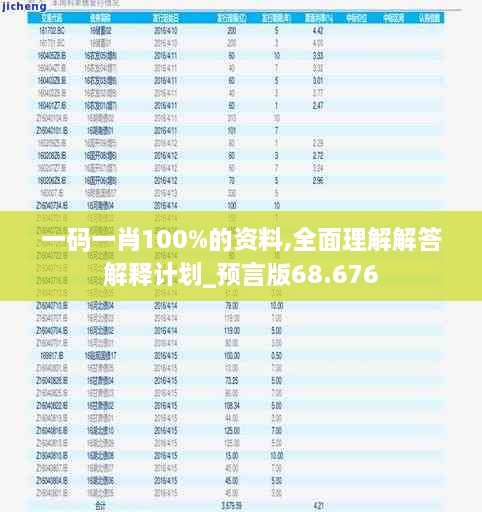 一码一肖100%的资料,全面理解解答解释计划_预言版68.676