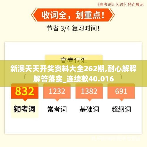 新澳天天开奖资料大全262期,耐心解释解答落实_连续款40.016