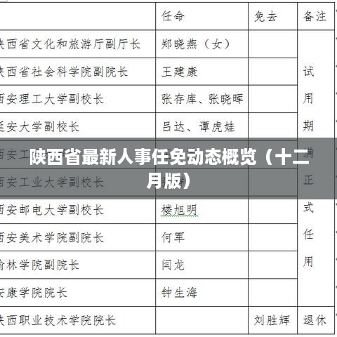 陕西省十二月最新人事任免动态概览