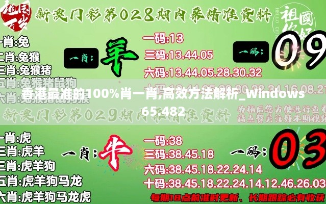 香港最准的100%肖一肖,高效方法解析_Windows65.482