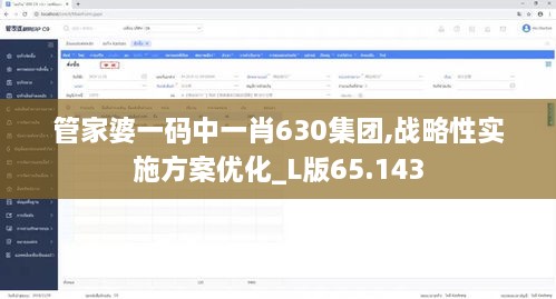 管家婆一码中一肖630集团,战略性实施方案优化_L版65.143