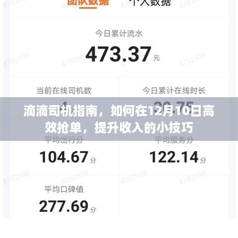 滴滴司机指南，高效抢单技巧，提升收入小妙招（12月10日攻略）