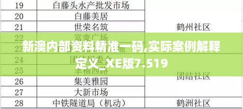 新澳内部资料精准一码,实际案例解释定义_XE版7.519