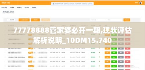 77778888管家婆必开一期,现状评估解析说明_10DM15.740