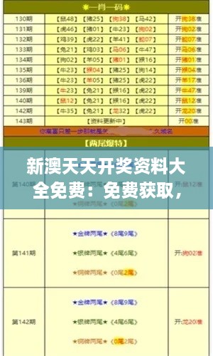 新澳天天开奖资料大全免费：免费获取，物有所值的中奖指南