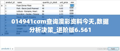 014941cσm查询澳彩资料今天,数据分析决策_进阶版6.561