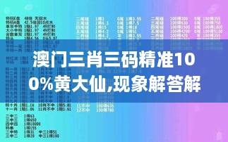 澳门三肖三码精准100%黄大仙,现象解答解释定义_ChromeOS4.907