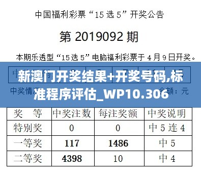 新澳门开奖结果+开奖号码,标准程序评估_WP10.306