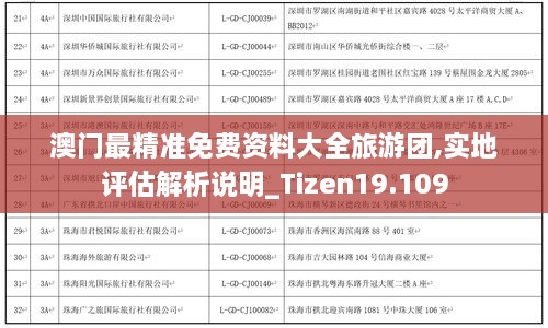 澳门最精准免费资料大全旅游团,实地评估解析说明_Tizen19.109