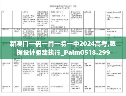 新澳门一码一肖一特一中2024高考,数据设计驱动执行_PalmOS18.299