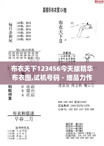 布衣天下123456今天版精华布衣图,试机号码 - 细品力作与潮流的完美融合