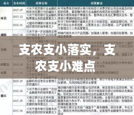 支农支小落实，支农支小难点 