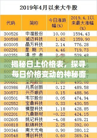 揭秘日上价格表，探寻每日价格变动的神秘面纱