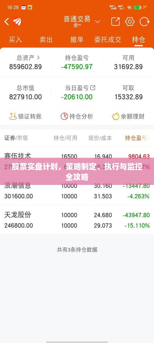 股票实盘计划，策略制定、执行与监控全攻略
