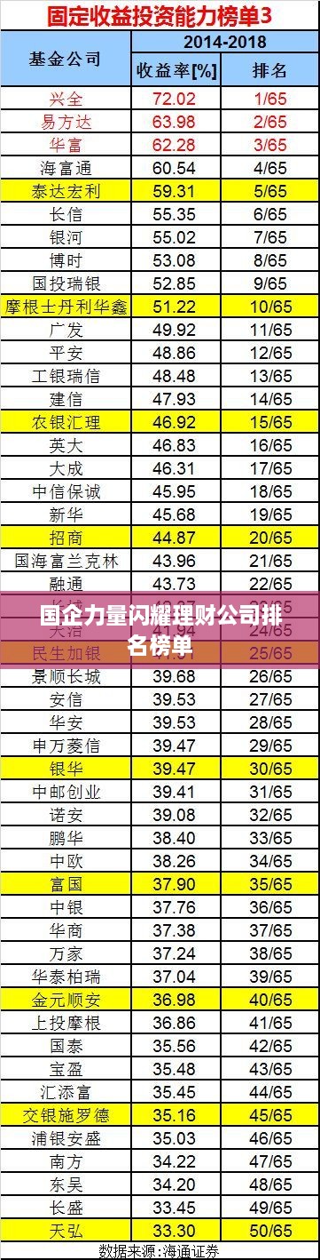 国企力量闪耀理财公司排名榜单